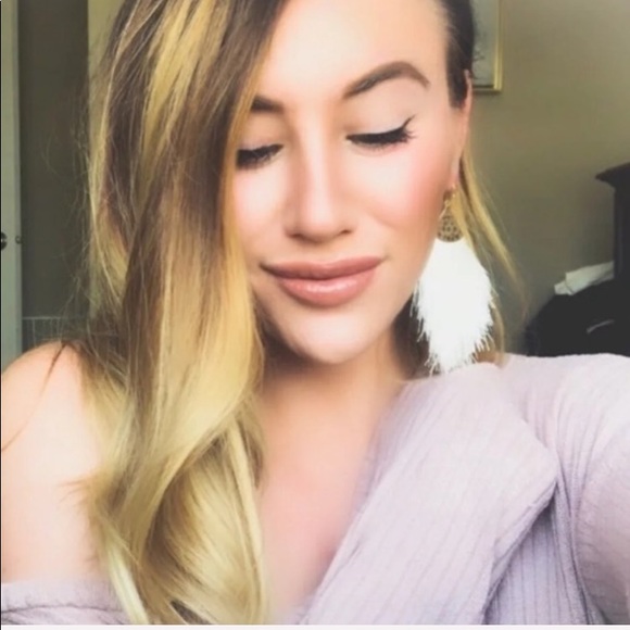 Teal Fan Fringe Earrings - Picture 4 of 5